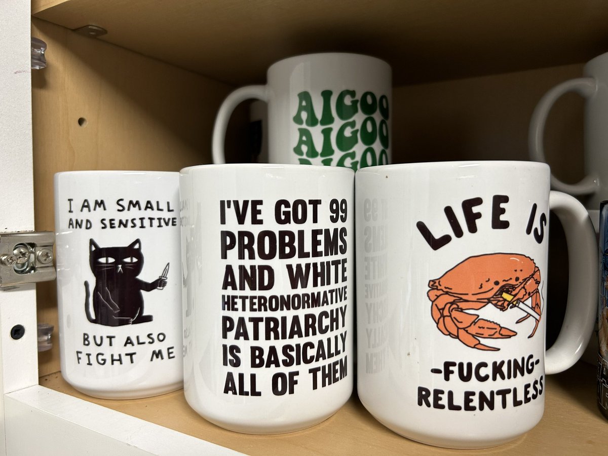 somehow my coffee mugs combined to describe this Election Day perfectly