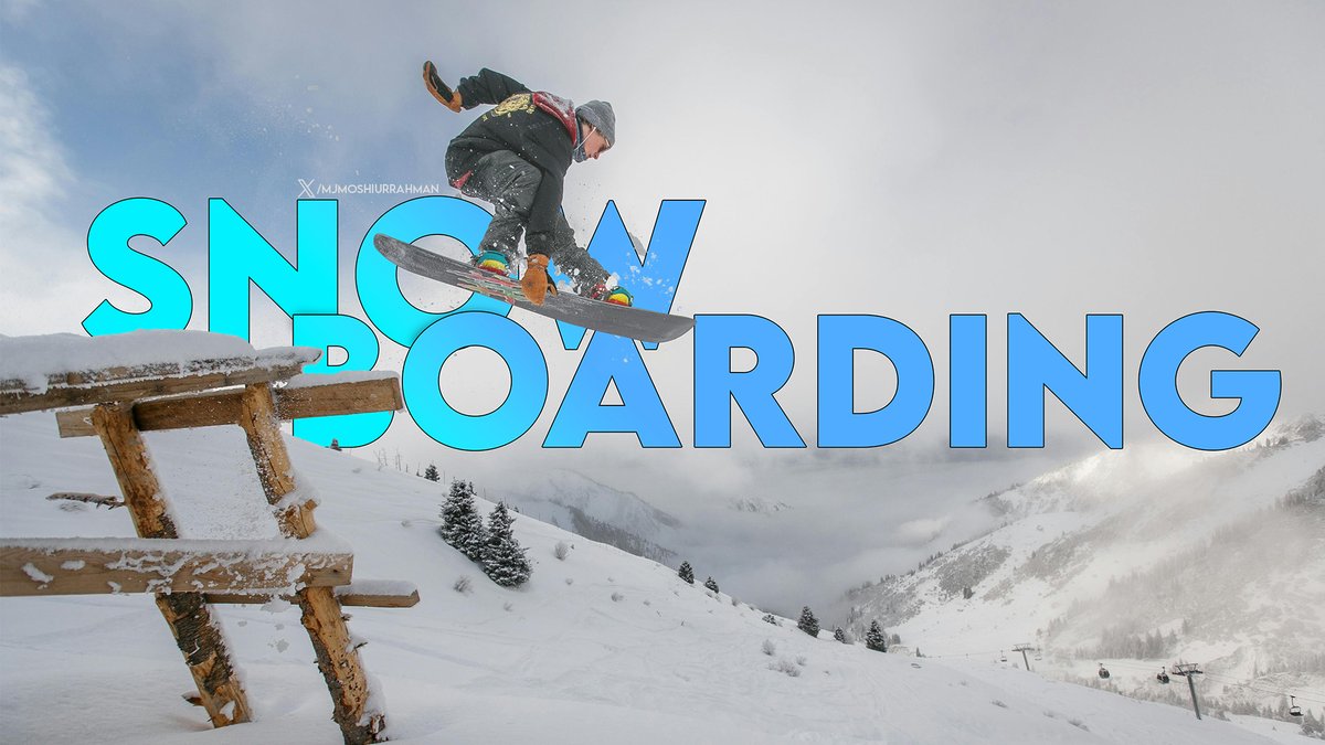 MjmoshiurRahman's tweet image. Snowboarding event banner with text behind object effect. #snowboarding #textbehindobject #coverdesign