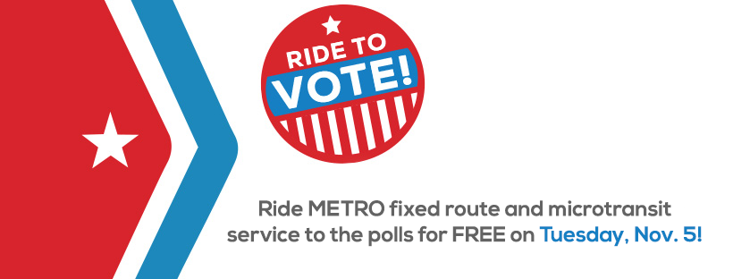 RRMetro's tweet image. Ride METRO fixed route or microtransit service in Little Rock, North Little Rock, Sherwood and Conway FARE-FREE today to go VOTE! 
rrmetro.org/tuesday-nov-5-…