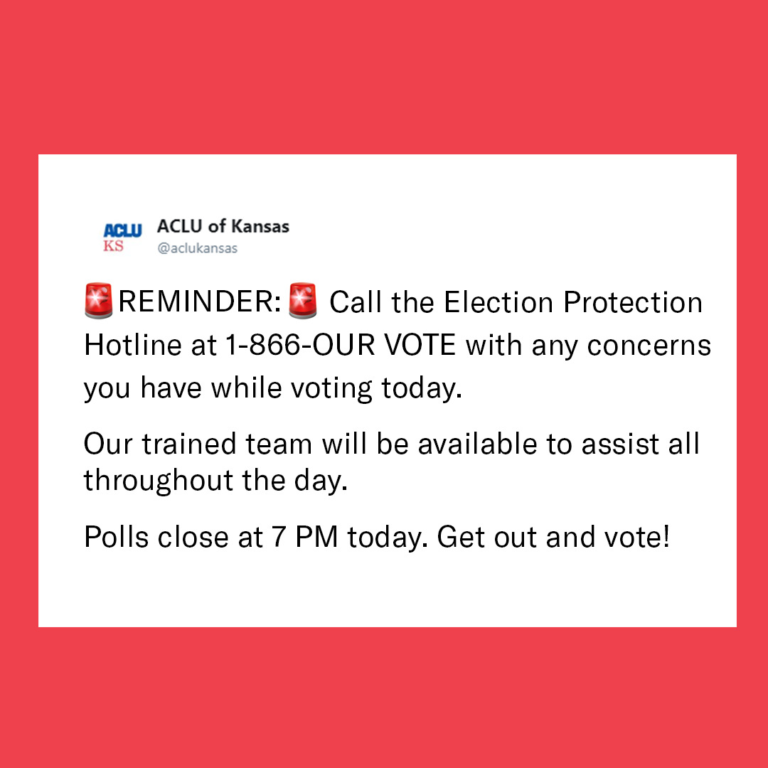 Call 1-866-OUR VOTE with any issues you have today!