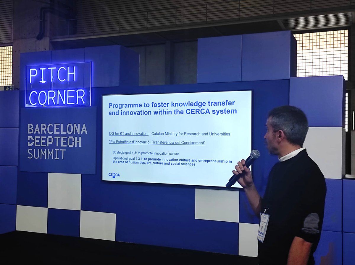 iCERCA's tweet image. #SomCERCA | 🗣️ We have presented in the pitch corner of #barcelonadeeptechsummit
the Programme to foster knowledge transfer and innovation within the CERCA system.
🚀 To promote innovation culture and entrepreneurship in the area of humanities and social sciences.