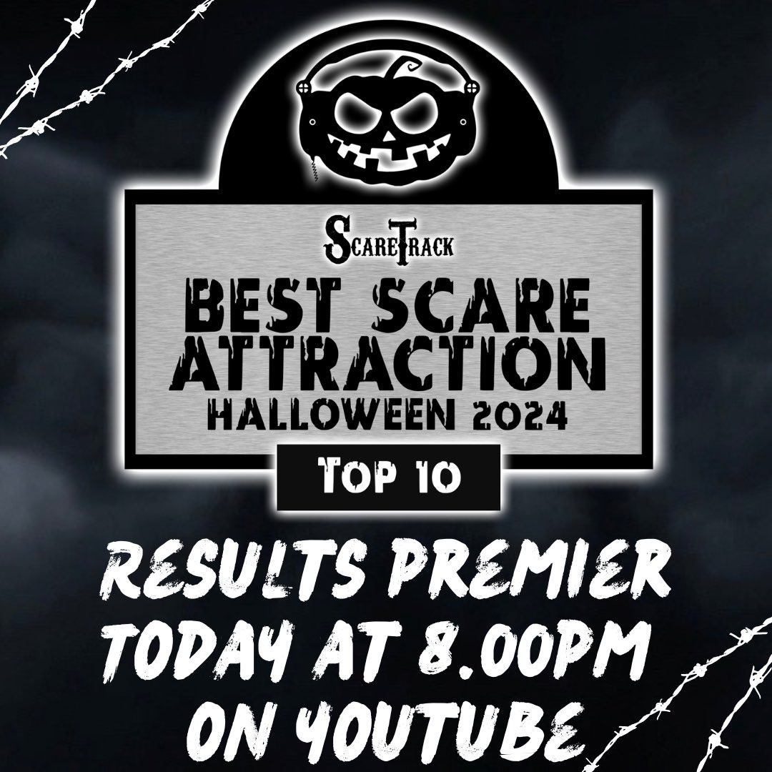 TOP 10 Scare Attractions 2024

Results premiering tonight at 8pm. 

Subscribe to the ScareTrack YouTube channel and tune in at 8pm tonight to find out the results of this years Top 10 countdown, as voted by you!

youtu.be/_UjI8V51nmY?si…