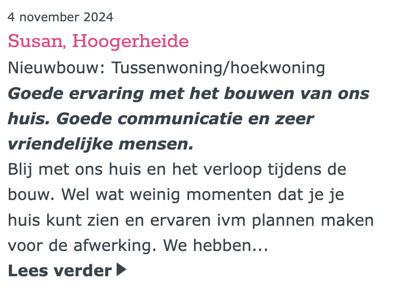 Maar liefst 242 reviews ontvangen en dan een gemiddelde beoordeling van een 8,7 krijgen! Dat is op zich een hele prestatie. Lees vooral wat klanten zéggen over het werk van een bouwer, de insights zijn veel waard! Over wie het gaat? ap.lc/HPgul