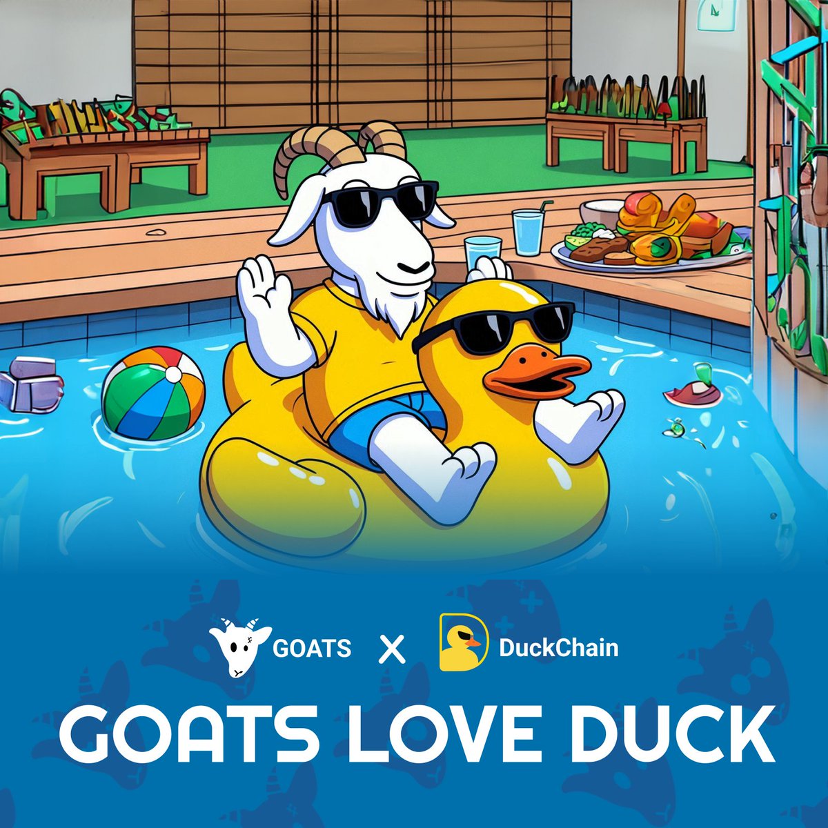 GOATS loves Ducks 🐐🦆

Wassup GOATS fam! GOATS &amp; Ducks are takin’ over!
The GOATS TGE is locked for December, and it's a pleasure to have <a href="/Duck_Chain/">DuckChain</a> here supporting us 🤝 

And don’t miss out—jump into the DuckChain App to rack up DUCK Points and collect Eggs, the real keys to