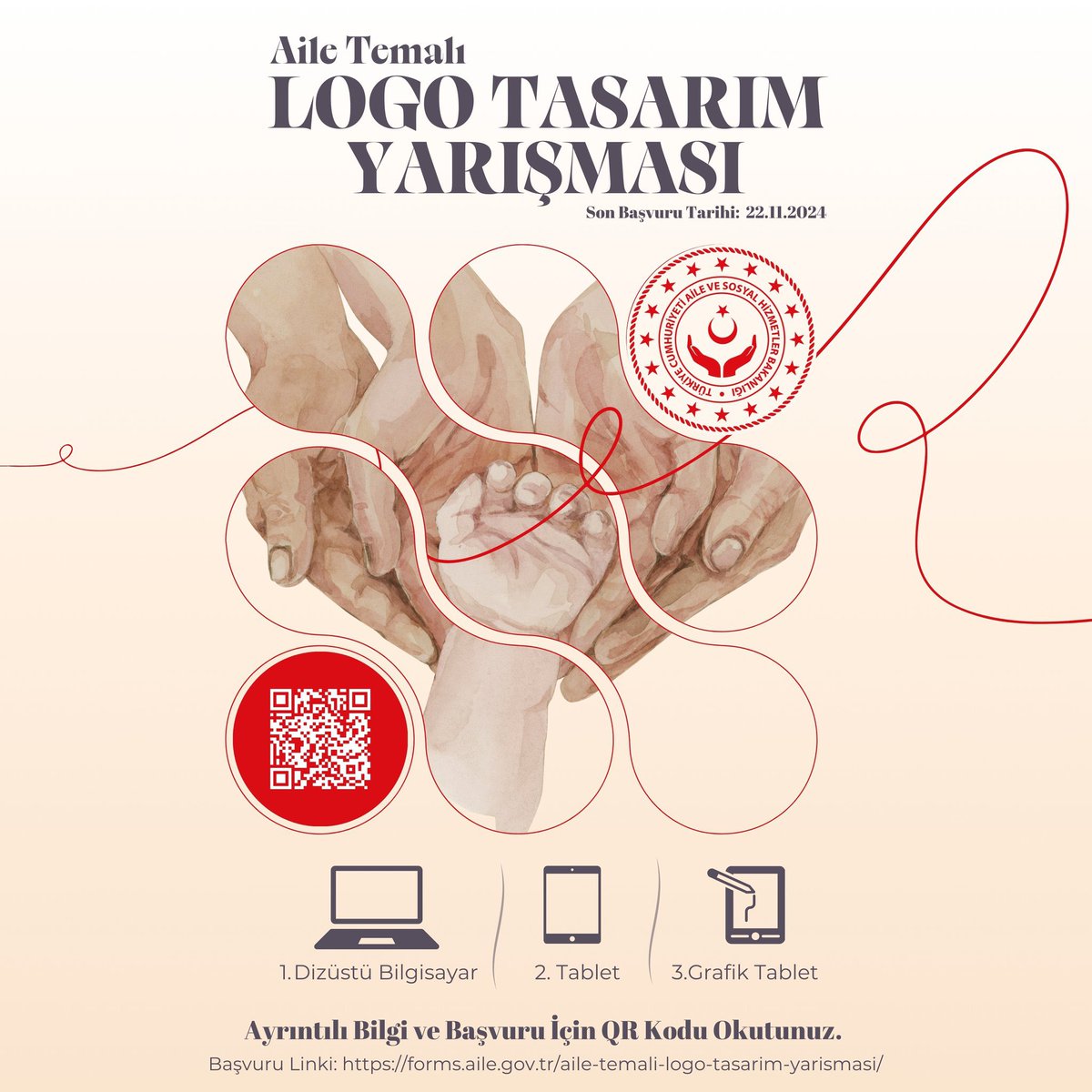 🧑‍🧑‍🧒‍🧒 Aile Temalı Logo Tasarım Yarışması

“Aile” temasını en etkili biçimde yansıtmak ve aile kurumunun toplumdaki yeri ve önemi hakkında toplumsal farkındalık oluşturmak amacıyla logo yarışması düzenliyoruz.

Detaylar ve Başvuru Linki: forms.aile.gov.tr/aile-temali-lo…