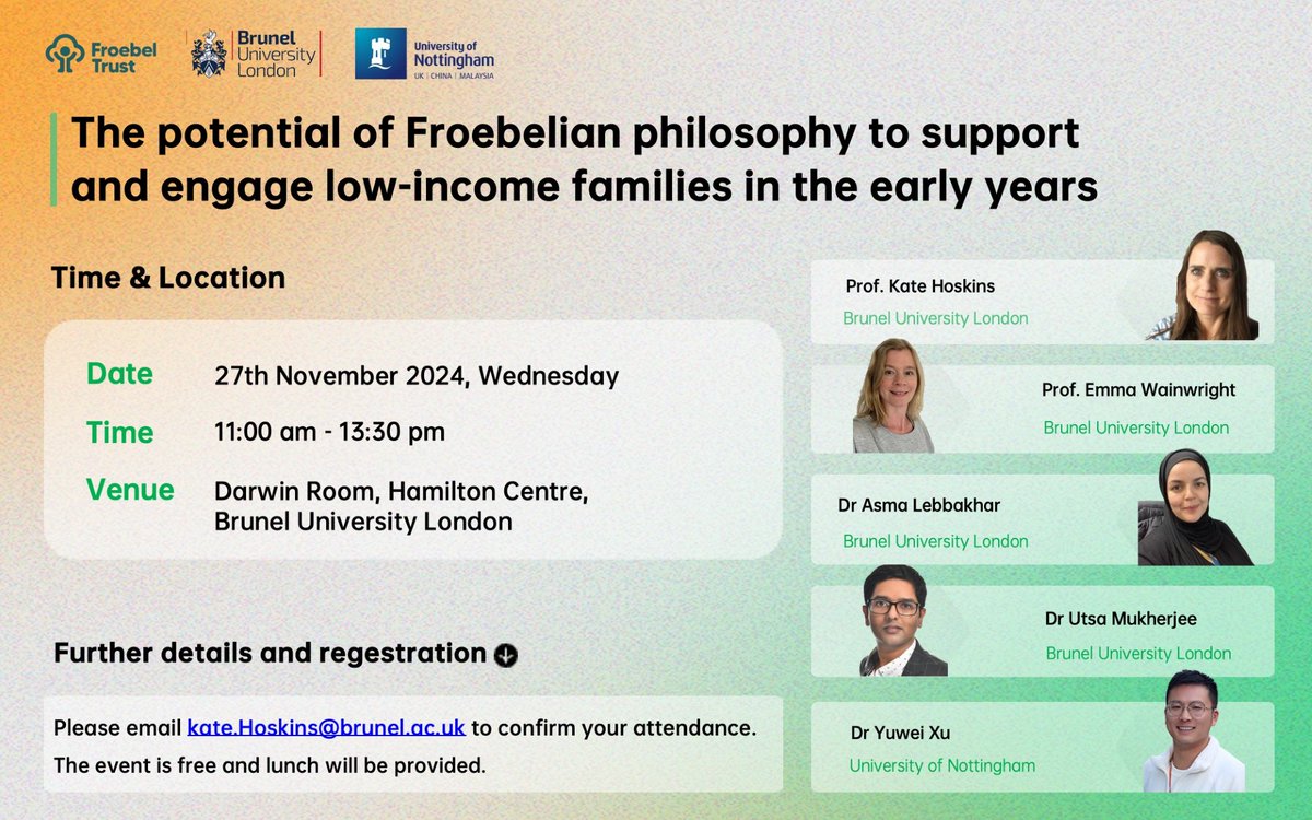 Emma Wainwright emmawainwright.bsky.social (@_emmawainwright) on Twitter photo Please join us for our second <a href="/FroebelTrust/">Froebel Trust</a> project event on the 27th November <a href="/Bruneluni/">Brunel University of London</a> - with <a href="/KateHoskins10/">Kate Hoskins</a> <a href="/Dr_YuweiXu/">Dr Yuwei Xu 徐玉炜</a> <a href="/utsa_mukherjee/">Utsa Mukherjee</a> and Asma Lebbakhar <a href="/BrunelEducation/">Education Brunel</a> <a href="/UoNSoE/">UoN Education</a> #earlyyears - free to register, details below: Please join us for our second <a href="/FroebelTrust/">Froebel Trust</a> project event on the 27th November <a href="/Bruneluni/">Brunel University of London</a> - with <a href="/KateHoskins10/">Kate Hoskins</a> <a href="/Dr_YuweiXu/">Dr Yuwei Xu 徐玉炜</a> <a href="/utsa_mukherjee/">Utsa Mukherjee</a> and Asma Lebbakhar <a href="/BrunelEducation/">Education Brunel</a> <a href="/UoNSoE/">UoN Education</a> #earlyyears - free to register, details below: