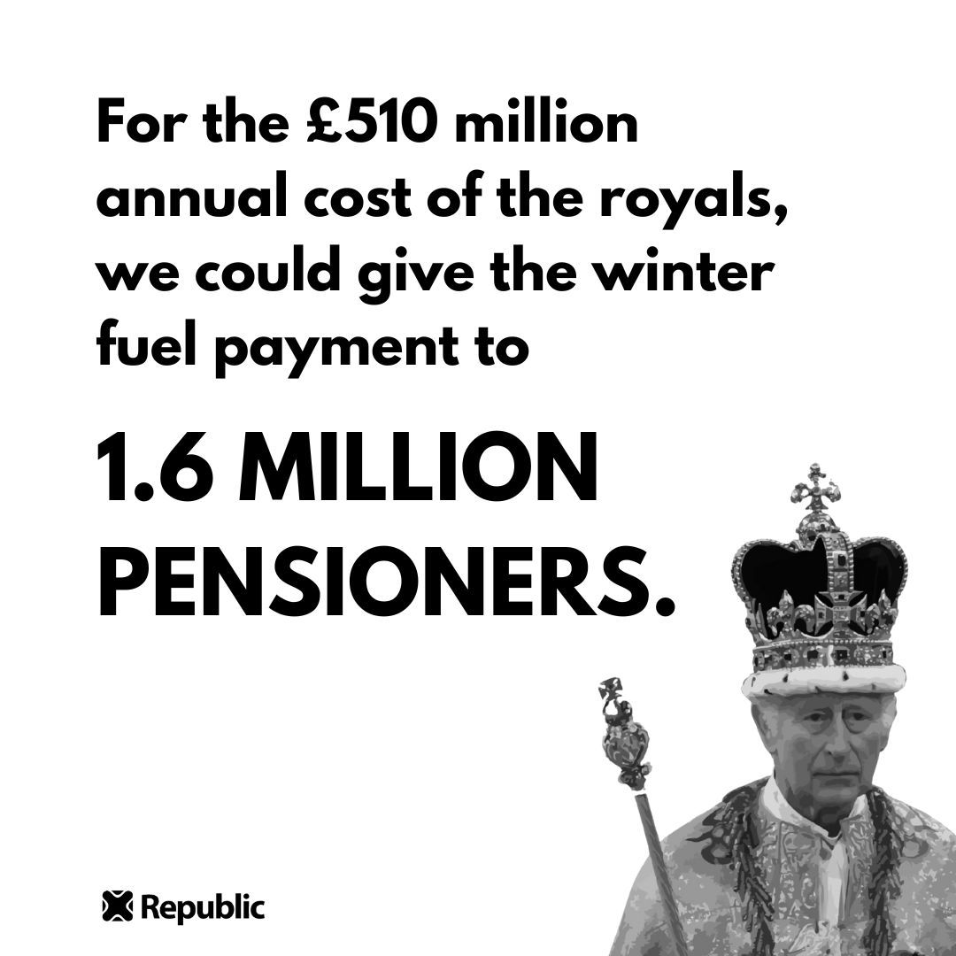 RepublicStaff's tweet photo. There are 500 million better things you could fund than the monarchy. #NotMyKing #AbolishTheMonarchy https://t.co/eJfqyUaeWh