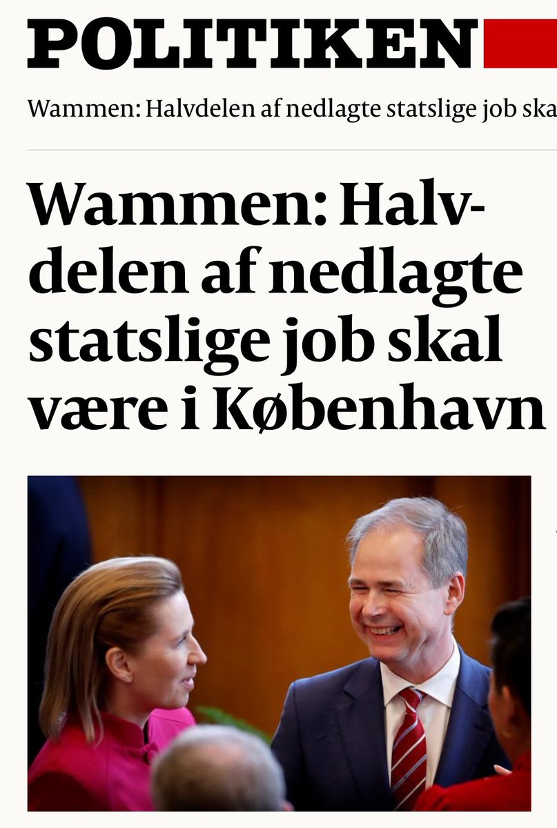 Benny Engelbrecht (@bennyengelbrech) on Twitter photo Mere end halvdelen af de 1000 årsværk der fjernes i den statslige administration med opgavebortfald vil regeringen finde i Københavnsområdet siger finansminister <a href="/NWammen/">Nicolai Wammen</a> til Ritzau.
Læs mere her: politiken.dk/danmark/art101…
#dkpol Mere end halvdelen af de 1000 årsværk der fjernes i den statslige administration med opgavebortfald vil regeringen finde i Københavnsområdet siger finansminister <a href="/NWammen/">Nicolai Wammen</a> til Ritzau.
Læs mere her: politiken.dk/danmark/art101…
#dkpol