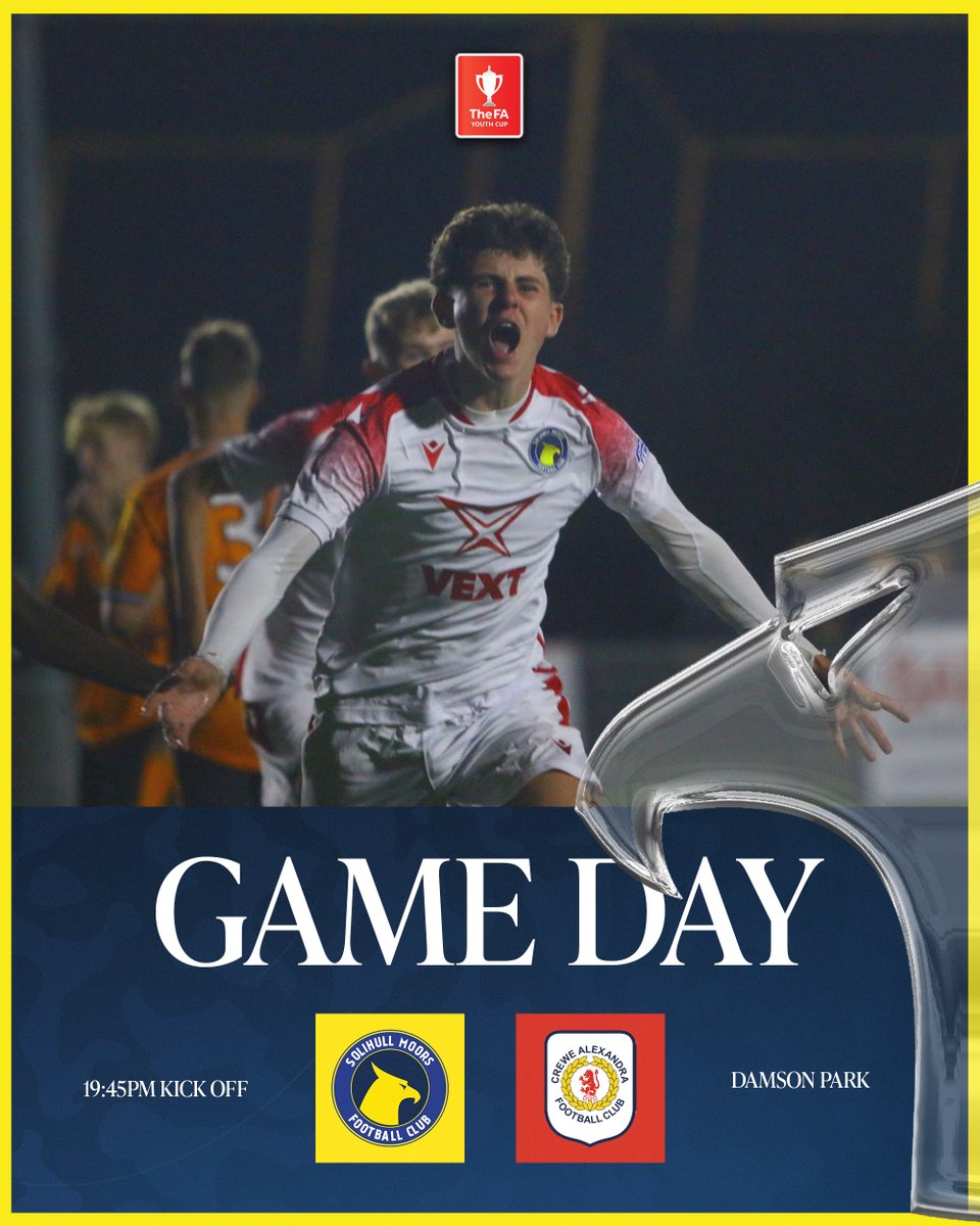 MATCHDAY! 🟡

🆚 Crewe Alexandra 
🏆 FA Youth Cup
🏟️ Damson Park
⏰ 7:45pm KO

#SMFC