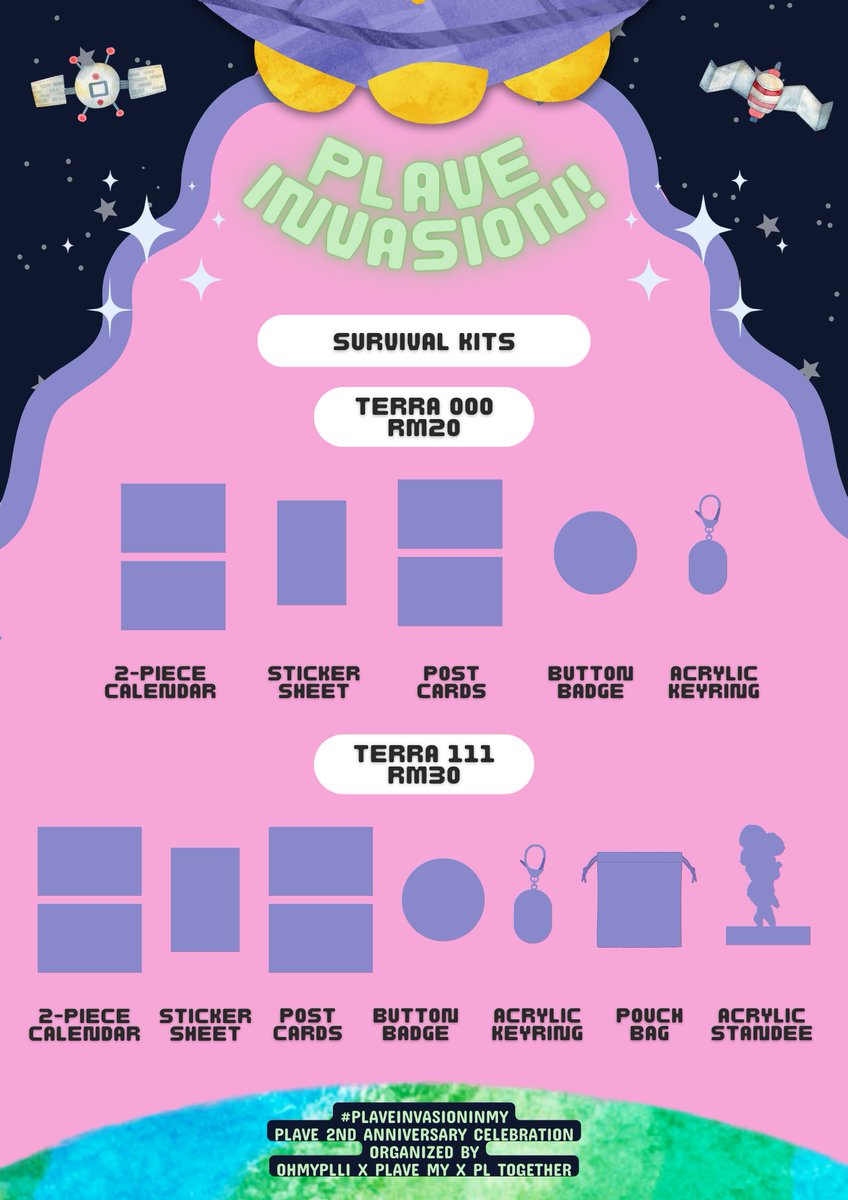 plave_my's tweet photo. 📢Survival Kits Pre-Order Open! 
Armed with the creative forces of talented artists, the ultimate Survival Kit is here to help you endure this invasion!👽
(You don’t wanna be taken away…right? 😳)

Secure it by filling up the form now!
https://t.co/CmD3yyRygD

#PLAVEInvasioninMY https://t.co/Quswr2YNPc