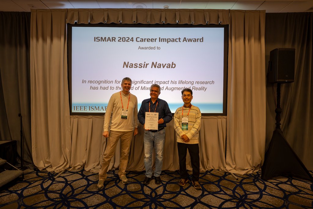TumCamp's tweet image. Professor Dr. @NassirNavab, head of the Chair of Computer Aided Medical Procedures (@TumCamp) at the Technical University of Munich (@TU_Muenchen), has received the prestigious Career-Impact Award at ISMAR 2024.
#MedicalAR #ISMAR2024 #HealthcareInnovation #AugmentedReality