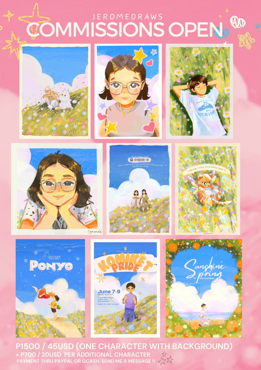 COMMISSIONS ARE OPEN !! 🍓💐⭐️

(likes and retweets are appreciated<3)

send me a dm if you want you or your loved ones to be drawn in this style🫶💫