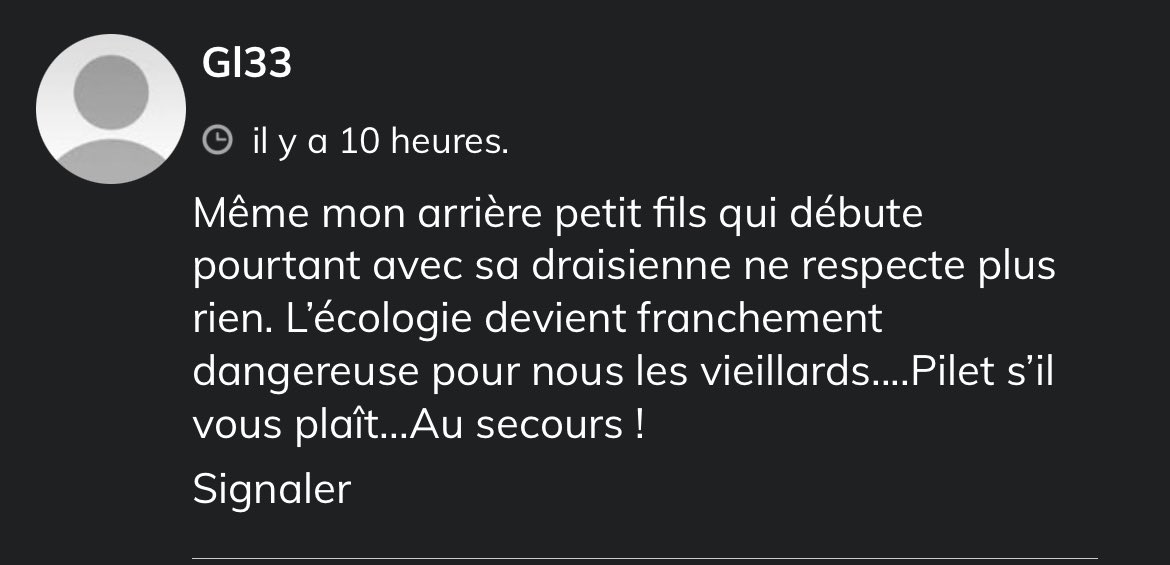 Et la palme du commentaire sous un article traitant de l’inimitié entre automobilistes et cyclistes revient à cet arrière grand père de punk à chien à draisienne 🤡