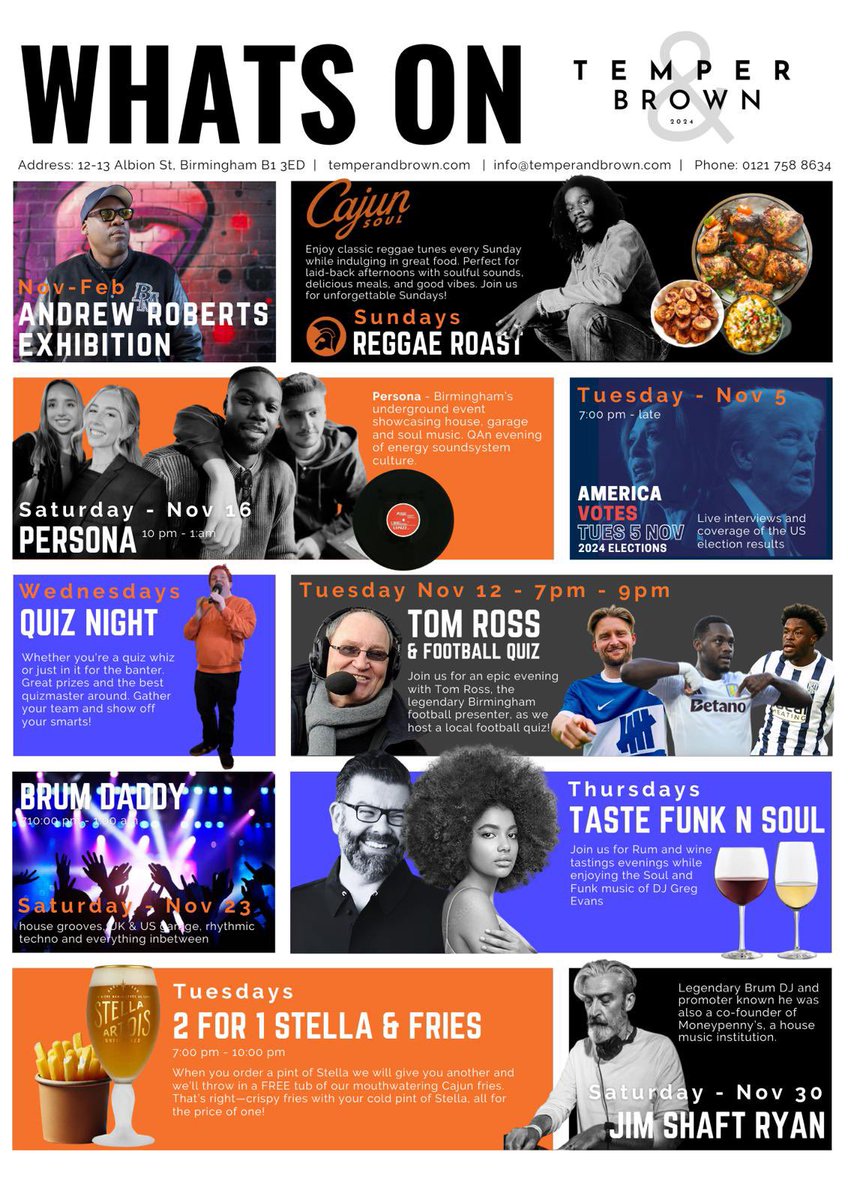 November Events at Temper &amp; Brown ✨

This month is packed with exciting events at Temper and Brown, bringing something for everyone! Check our website for more details: temperandbrown.com