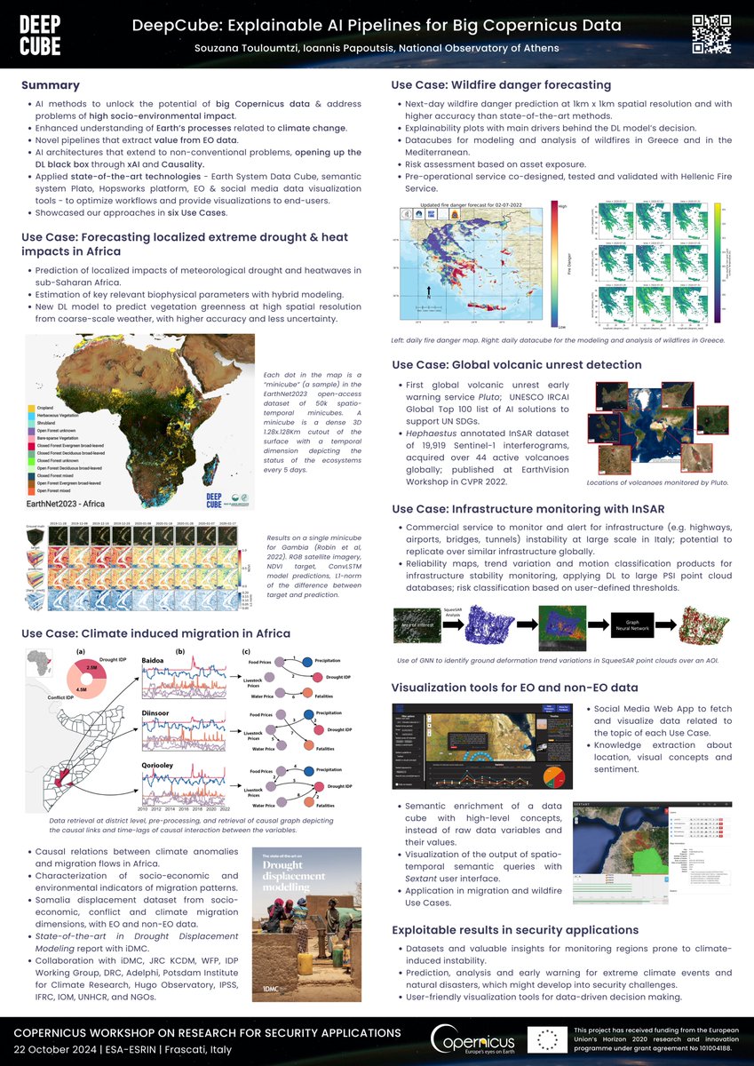 🚀 OrionLab had the honor of participating in the Copernicus Workshop on Research for Security Applications, hosted on 22 October 2024 at ESA-ESRIN in Frascati!

We showcased how the results of <a href="/DeepCube_H2020/">DeepCube H2020</a> can contribute to the evolution of the #Copernicus #Security Service.