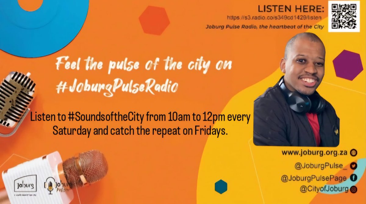 JoburgPulse_'s tweet image. Feel the pulse of the city on #JoburgPulseRadio! 🎙️ Tune in for #SoundsoftheCity from 10am to 12pm every Saturday, with a repeat on Fridays. Don&apos;t miss out on the vibrant sounds of Joburg! 🔊

LISTEN HERE: s3.radio.co/s349cd1429/lis…
#JoburgPulse  ^LN