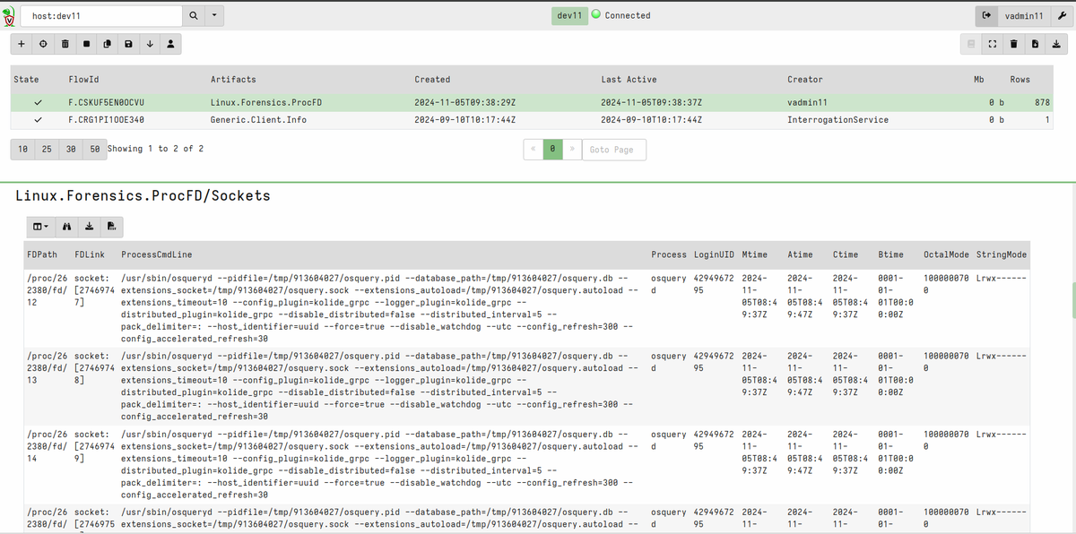cr0nym's tweet photo. Just tested Velociraptor Linux.Forensics.ProcFD - very cool outputs include regular files, sockets, device files, and deleted files used by each process. This artifact collects metadata about open file descriptors from active processes on a Linux system.

https://t.co/1DwQCSa6u4 https://t.co/jm2fi7cVBi