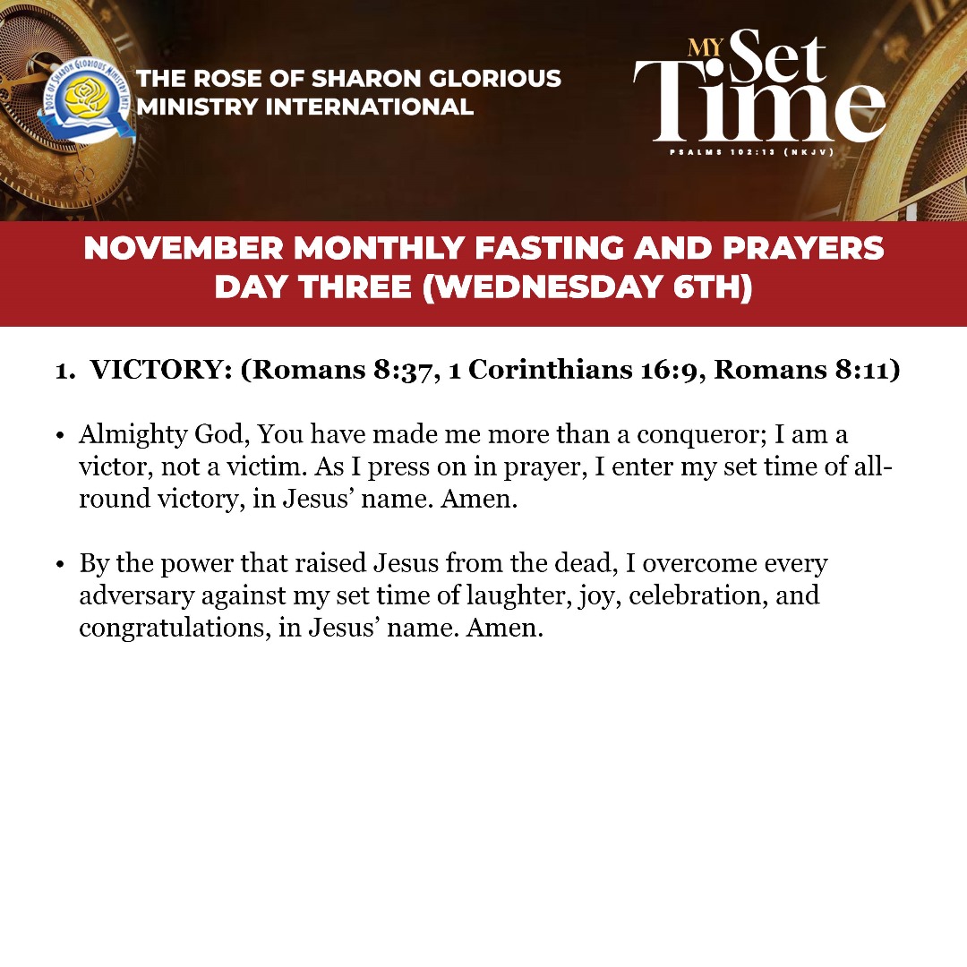 ROSGMI's tweet image. 3 -Day Fasting and Prayer. Prayer guide for Day 3 – Wednesday, 6th November 2024.
 
Swipe left ➡

#MySetTime
#PrayerGuide #PrayerMeeting #ROSGMI
#FastingAndPrayer #November2024