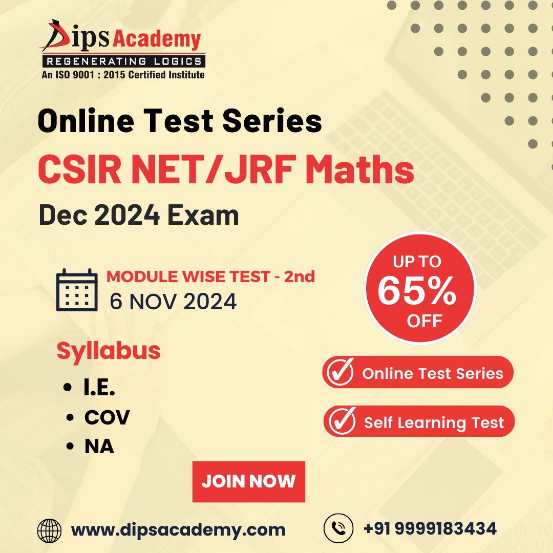 dipsacademymath's tweet image. Save big on 𝗖𝗦𝗜𝗥 𝗡𝗘𝗧 𝗠𝗮𝘁𝗵𝘀 Dec 2024 Exam 𝗢𝗻𝗹𝗶𝗻𝗲 𝗧𝗲𝘀𝘁 𝗦𝗲𝗿𝗶𝗲𝘀 &amp;amp; Self Learning Tests.

➡ Buy Now: bit.ly/discount-dash-…
.
.
#csirnetmathematics #onlinetestseries #mathematics #slt #csirnet #csirnetmath #iitjam #gatemathematics #testseries #maths