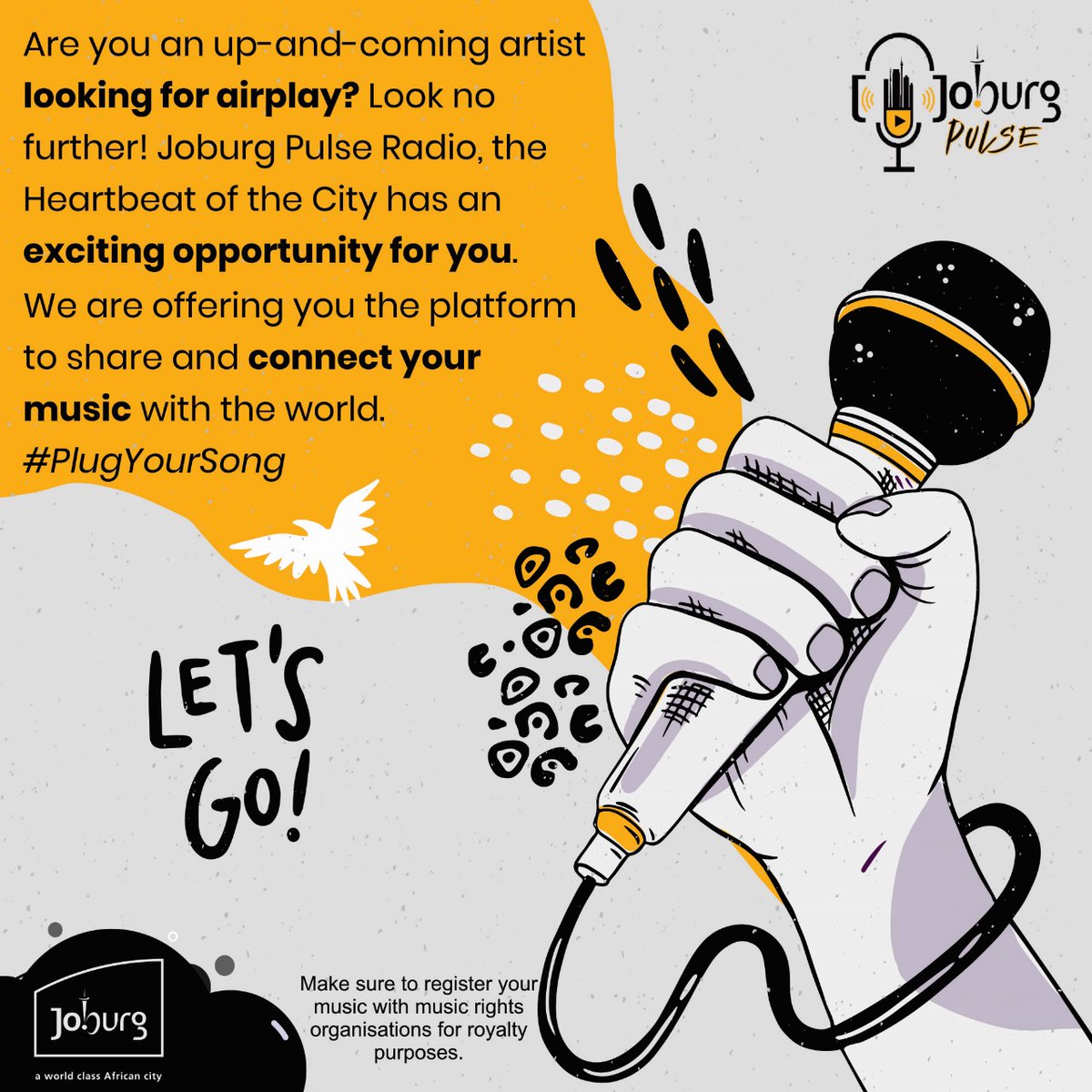 JoburgPulse_'s tweet image. Are you an up-and-coming artist looking for airplay? Look no further! Joburg Pulse Radio, the Heartbeat of the City, has an exciting opportunity for you. 🎤🌍 Share and connect your music with the world! #PlugYourSong

👉:share-eu1.hsforms.com/1f-JleF6US6uQe…

LET&apos;S GO!
#JoburgPulse  📻✨^LN