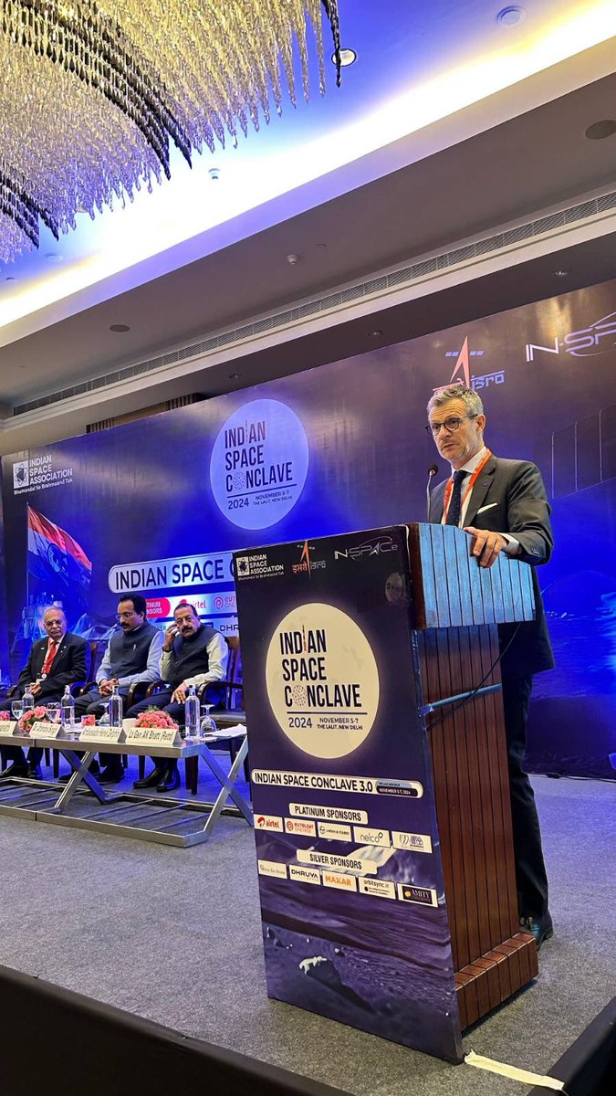Hervé Delphin (@euambindia) on Twitter photo 🌟 are aligned for 🇪🇺🇮🇳#Space cooperation ! Today at #IndiaSpaceConclave where I was guest of honour <a href="/DrJitendraSingh/">Dr Jitendra Singh</a> Min. for Space announced the launch by 🇮🇳 rocket PSLV 🚀 <a href="/isro/">ISRO</a> of a 🇪🇺 <a href="/esa/">European Space Agency</a> sat 🛰️ next month. 👏 India achievements & frontiers for our space cooperation. 🌟 are aligned for 🇪🇺🇮🇳#Space cooperation ! Today at #IndiaSpaceConclave where I was guest of honour <a href="/DrJitendraSingh/">Dr Jitendra Singh</a> Min. for Space announced the launch by 🇮🇳 rocket PSLV 🚀 <a href="/isro/">ISRO</a> of a 🇪🇺 <a href="/esa/">European Space Agency</a> sat 🛰️ next month. 👏 India achievements & frontiers for our space cooperation.