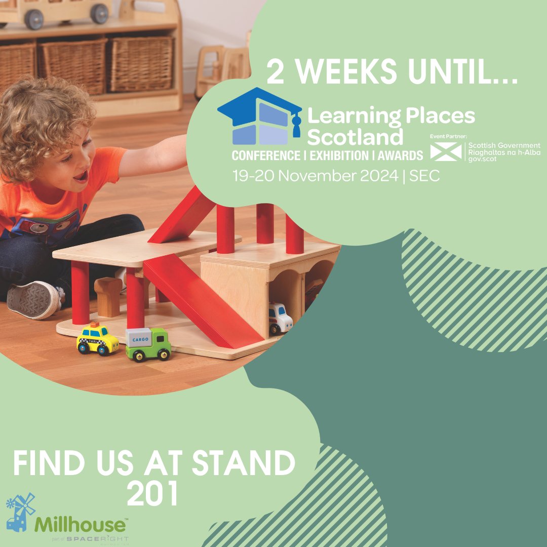 The countdown is ON! We are 2 weeks away from exhibiting at Learning Places Scotland 2024! ✏️

We'll be at the SEC on November 19-20 at Stand 201, drop by to say hello and see what we have on display! 👋