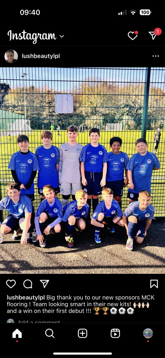 Big thank you to MCK Flooring for sponsoring a new kit for us ! Team looking very smart and had a win on their debut ⚽️⚽️🏆🏆🏆