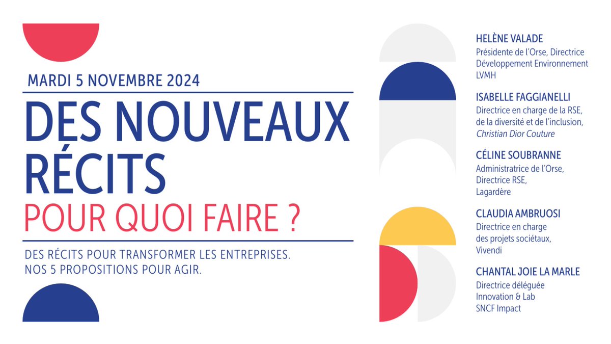 ORSE (@obsrse) on Twitter photo Suivez dans quelques instants le livetweet de la conférence intitulée "Des nouveaux récits pour quoi faire ?" avec la participation d'<a href="/helene_valade/">Hélène Valade</a>, <a href="/SoubranneC/">Céline Soubranne</a>, Isabelle Faggianelli, Claudia Silvia Ambruosi et Chantal Joie-La Marle. #RSE Suivez dans quelques instants le livetweet de la conférence intitulée "Des nouveaux récits pour quoi faire ?" avec la participation d'<a href="/helene_valade/">Hélène Valade</a>, <a href="/SoubranneC/">Céline Soubranne</a>, Isabelle Faggianelli, Claudia Silvia Ambruosi et Chantal Joie-La Marle. #RSE
