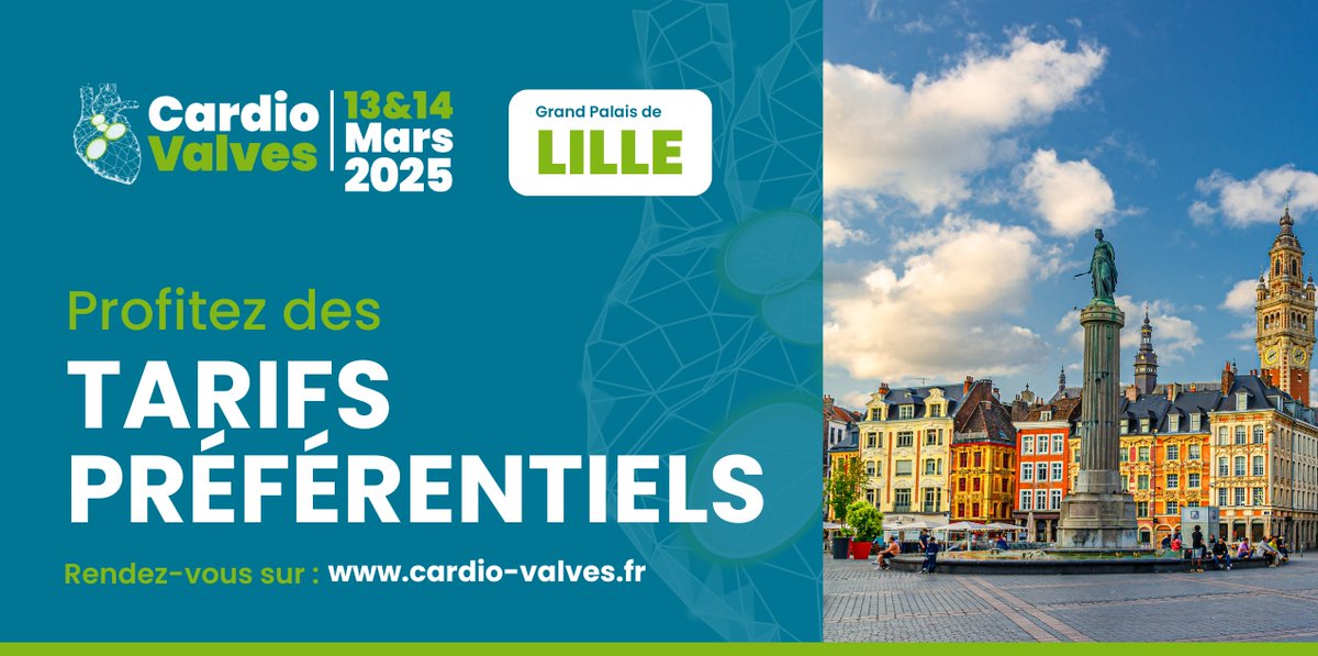 [🚨INSCRIPTIONS Early Bird pour #CardioValves2025]

Rejoignez-nous à Lille les 13-14 mars 2025 pour explorer les avancées en valvulopathies !

🎟️ Inscription : events.mc-com.fr/cardiovalves20…

Plus d'infos 👉 cardio-valves.fr

#cardiologie #valvulopathies