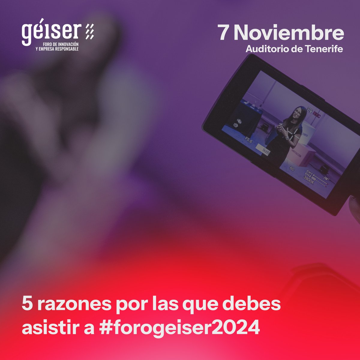 ForoGeiser's tweet photo. 5️⃣ razones por las que debes asistir a #forogeiser2024:

1. Porque tu entrada va a recuperar, mantener y conservar las masas forestales de Canarias destinando el 100% del valor a Fundación Foresta. 

2. Porque recibirás 7 charlas innovadoras de la mano de ponentes destacados. https://t.co/ufcXHnaHS4