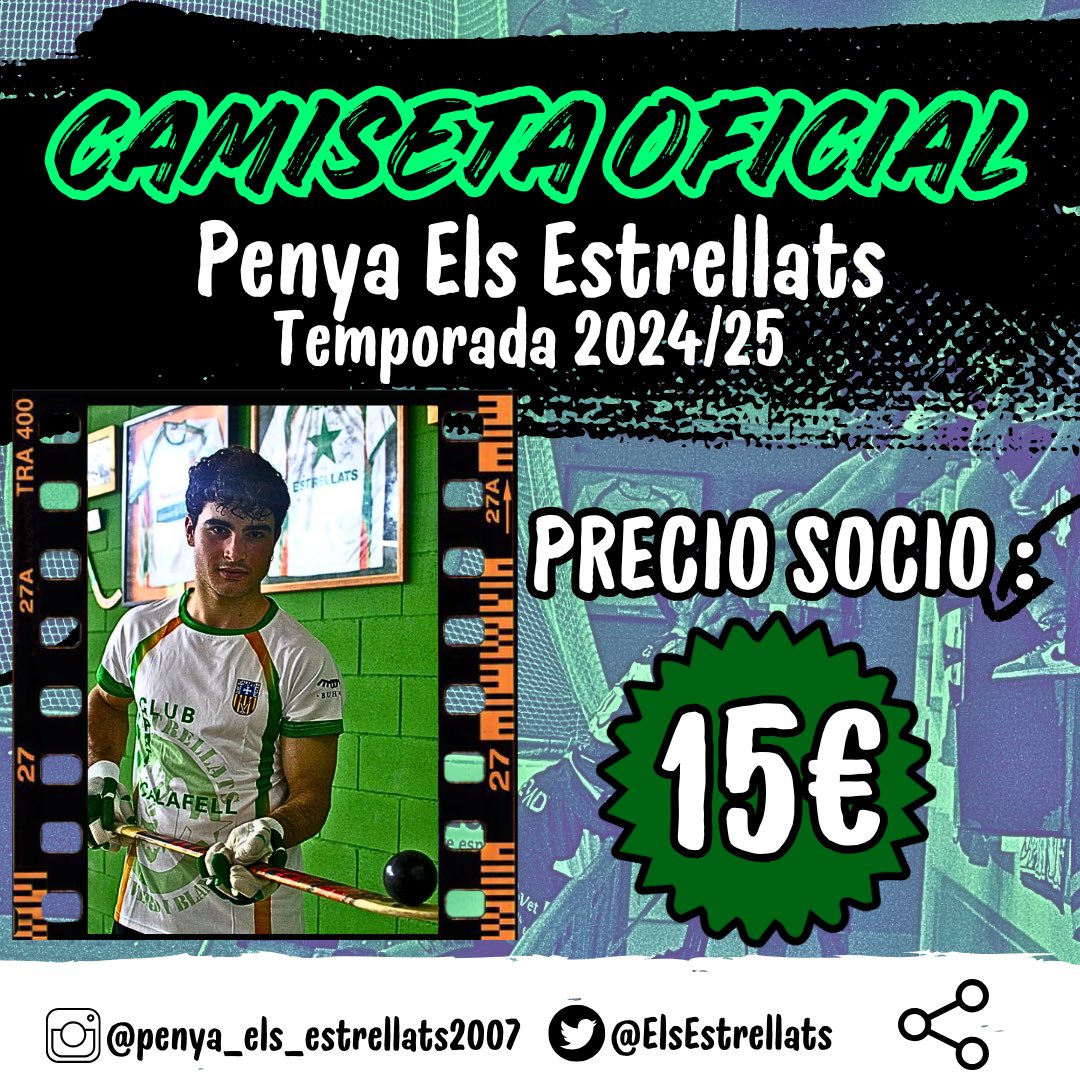 𝐂𝐀𝐌𝐈𝐒𝐄𝐓𝐀 𝐏𝐄𝐍𝐘𝐀 𝐄𝐋𝐒 𝐄𝐒𝐓𝐑𝐄𝐋𝐋𝐀𝐓𝐒 

Aún puedes hacerte con nuestra camiseta de la Penya Els Estrellats !!! Ponte en contacto con nosotros por privado y consúltanos que talla necesitas. 

La puedes tener el próximo partido !!! 

Precio Socio: 15€