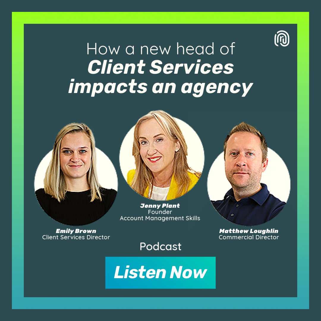 Receptional's tweet image. Are you a podcast lover? 📻

Our Commercial Director Matt &amp;amp; Client Services Director Emily sat down with Jenny Plant to talk about ‘How a new head of Client Services impacts an agency’. 

Listen here - bit.ly/4hCe66y  

#ClientServices #Podcast