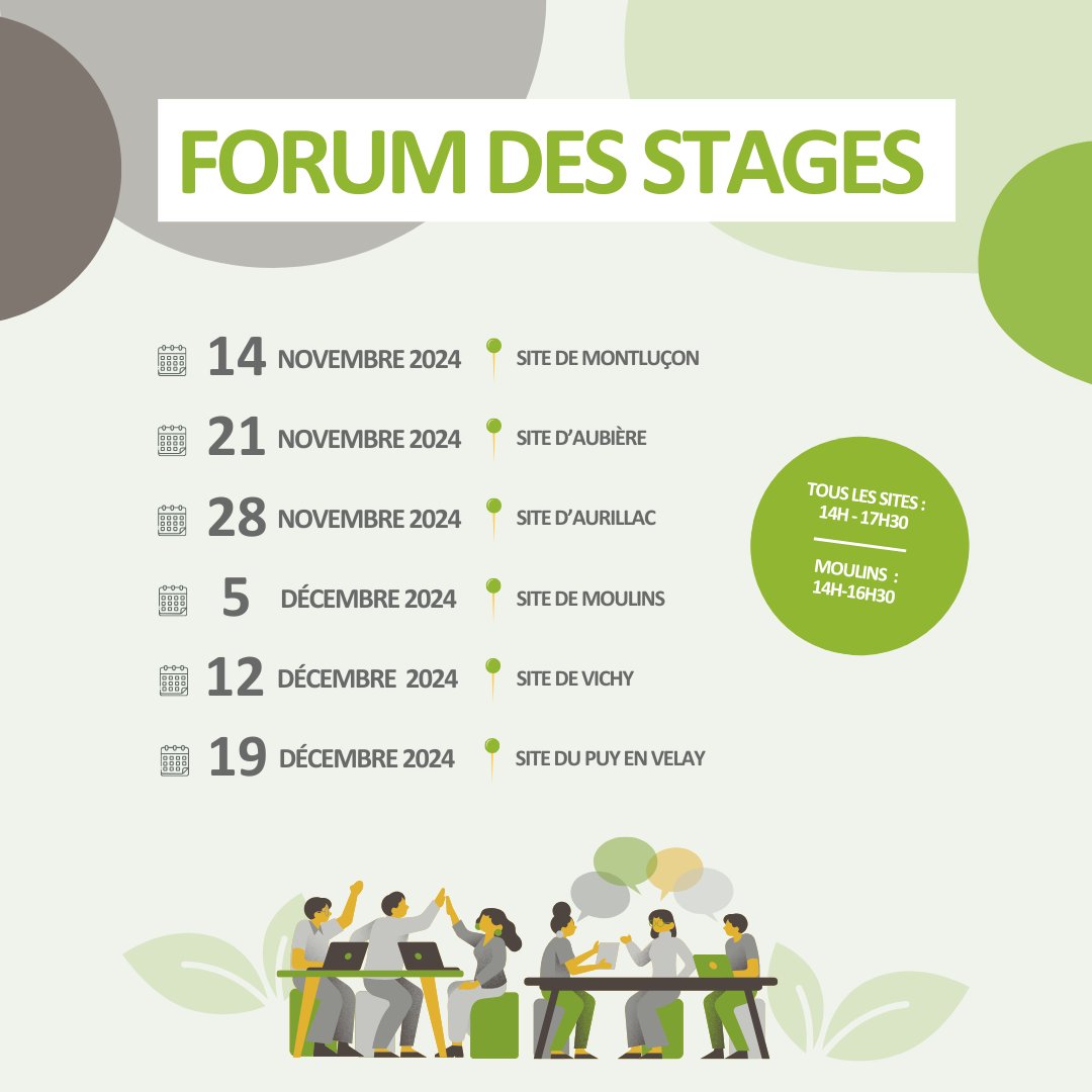 📣 L'IUT Clermont Auvergne organise son Forum des Stages ! 📣

👔 Entreprises : Vous cherchez un stagiaire motivé ? Nos étudiants sont prêts à s'investir dans de nombreux domaines ! 

📅 Dates et horaires 👇