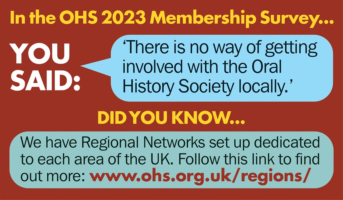 Did you know the OHS has a UK-wide network of accredited #oralhistory practitioners covering community/individual projects, GLAMs + academia. Want to connect with others in your area? Check out our interactive map to see what's happening near you! ohs.org.uk/regions/