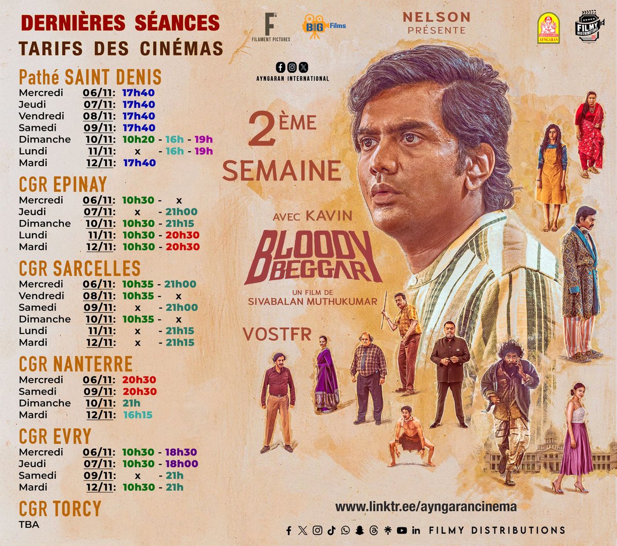 Ayngaran International (@ayngaran_offl) on Twitter photo #bloodybeggar #france 2nd Week Show times.
Watch & Enjoy a Unique dark comedy thriller
Book Your Tickets Now 🎟
<a href="/Nelsondilpkumar/">Nelson Dilipkumar</a> <a href="/Kavin_m_0431/">Kavin</a>
<a href="/afilmbysb/">Sivabalan Muthukumar</a> <a href="/KingsleyReddin/">Reddin Kingsley</a> <a href="/sujithsarang/">Sujith Sarang</a>
<a href="/JenMartinmusic/">Jen Martin</a> <a href="/Nirmalcuts/">Nirmal@editor</a> <a href="/karan_ayngaran/">Karan Ayngaran</a> #bloodybeggar #france 2nd Week Show times.
Watch & Enjoy a Unique dark comedy thriller
Book Your Tickets Now 🎟
<a href="/Nelsondilpkumar/">Nelson Dilipkumar</a> <a href="/Kavin_m_0431/">Kavin</a>
<a href="/afilmbysb/">Sivabalan Muthukumar</a> <a href="/KingsleyReddin/">Reddin Kingsley</a> <a href="/sujithsarang/">Sujith Sarang</a>
<a href="/JenMartinmusic/">Jen Martin</a> <a href="/Nirmalcuts/">Nirmal@editor</a> <a href="/karan_ayngaran/">Karan Ayngaran</a>