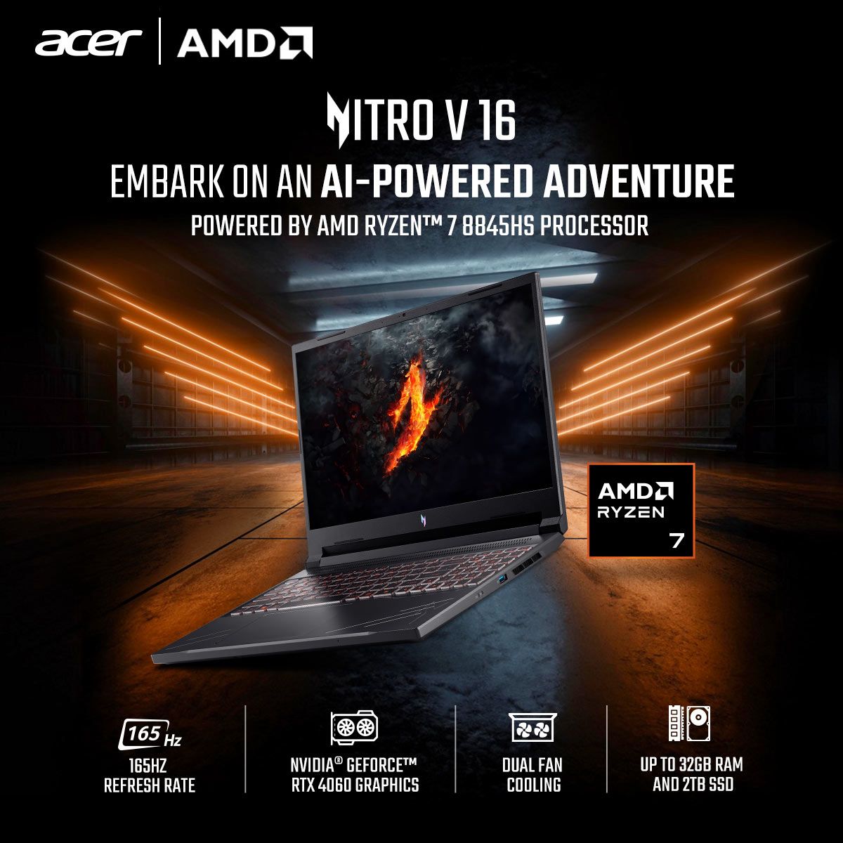 A perfect edition for both play and productivity! 🎮Acer Nitro V 16 AMD Gaming Laptop. 
#AcerGaming #GameOn #LevelUp