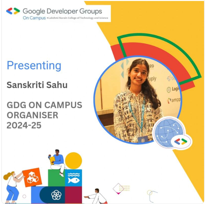 Sanskritii_21's tweet photo. I am thrilled to announce that I'm new #Lead for the Google Developer Groups on Campus- @GLncts 2024! 🚀
Let’s make this journey one to remember! 🚀💼
#gdsc #google #googlefordeveloper #developer #community #lead #group #Leadership #lncts https://t.co/OP7fdxsrDM