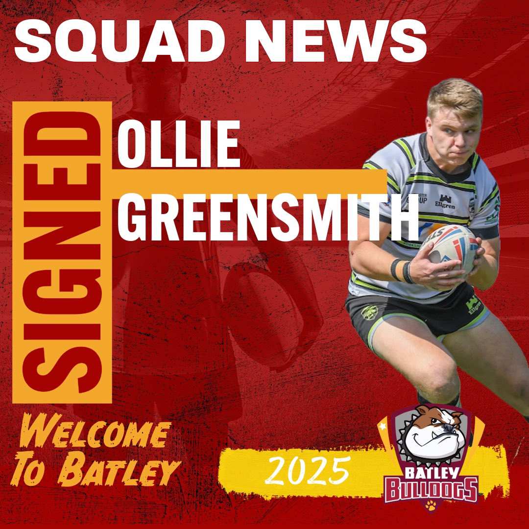 We’re delighted to welcome powerful Centre Ollie Greensmith who joins from neighbours Dewsbury Rams where he made 56 appearances scoring 21 Tries.

Head Coach Mark Moxon told us “Ollie is a Young talent who has always caused us problems when we’ve played Dewsbury. Big, powerful