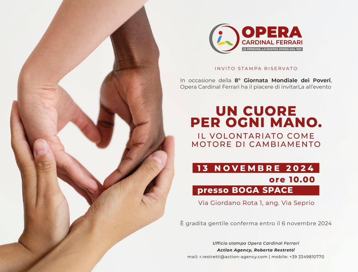 Opera Cardinal Ferrari (@ocfonlus) on Twitter photo 🎟️ Prenota il tuo posto su 👉 eventi@operacardinalferrari.it.
📅 Mercoledì 13 novembre ore 10:00
📍 Via Giordano Rota 1 angolo via Seprio
⭐ Entrata libera: prenota il tuo posto!
#evento #milano #5novembre #poveri #povertà #meeting 🎟️ Prenota il tuo posto su 👉 eventi@operacardinalferrari.it.
📅 Mercoledì 13 novembre ore 10:00
📍 Via Giordano Rota 1 angolo via Seprio
⭐ Entrata libera: prenota il tuo posto!
#evento #milano #5novembre #poveri #povertà #meeting