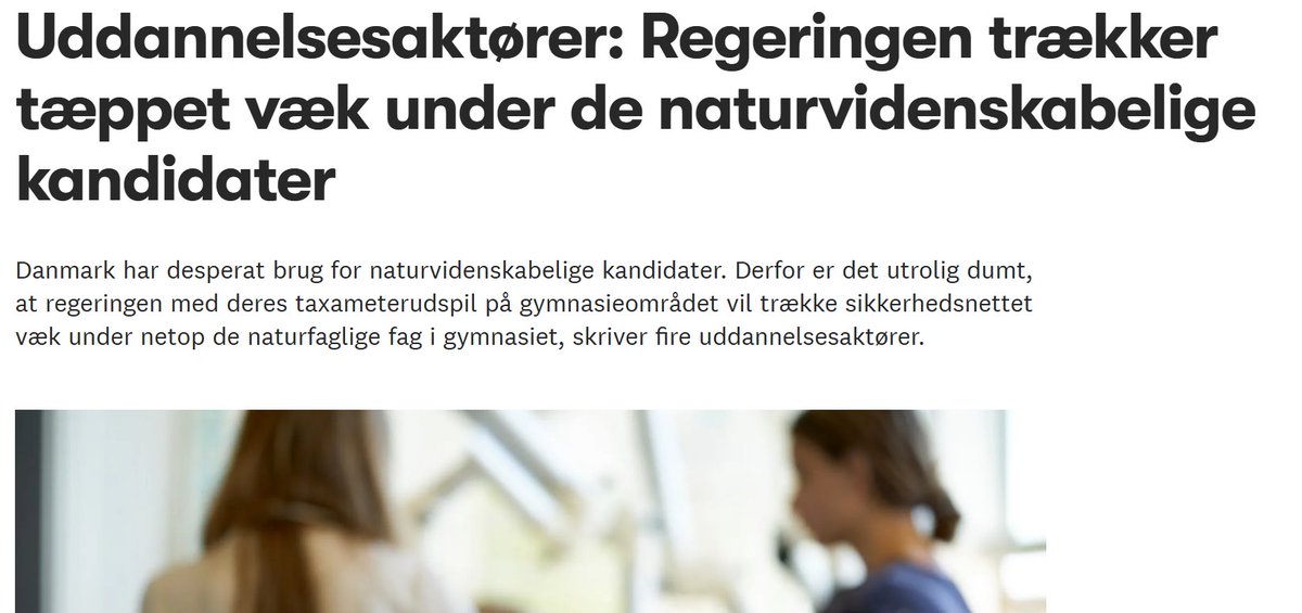 Jeg har virkelig svært ved at se logikken i, at regeringen vil fjerne det såkaldte A-fagstillæg, der belønner gymnasier for at udbyde naturvidenskabelige fag på højt niveau. Vi har brug for, at flere uddanner sig inden for teknologi og naturvidenskab, ikke færre #uddpol