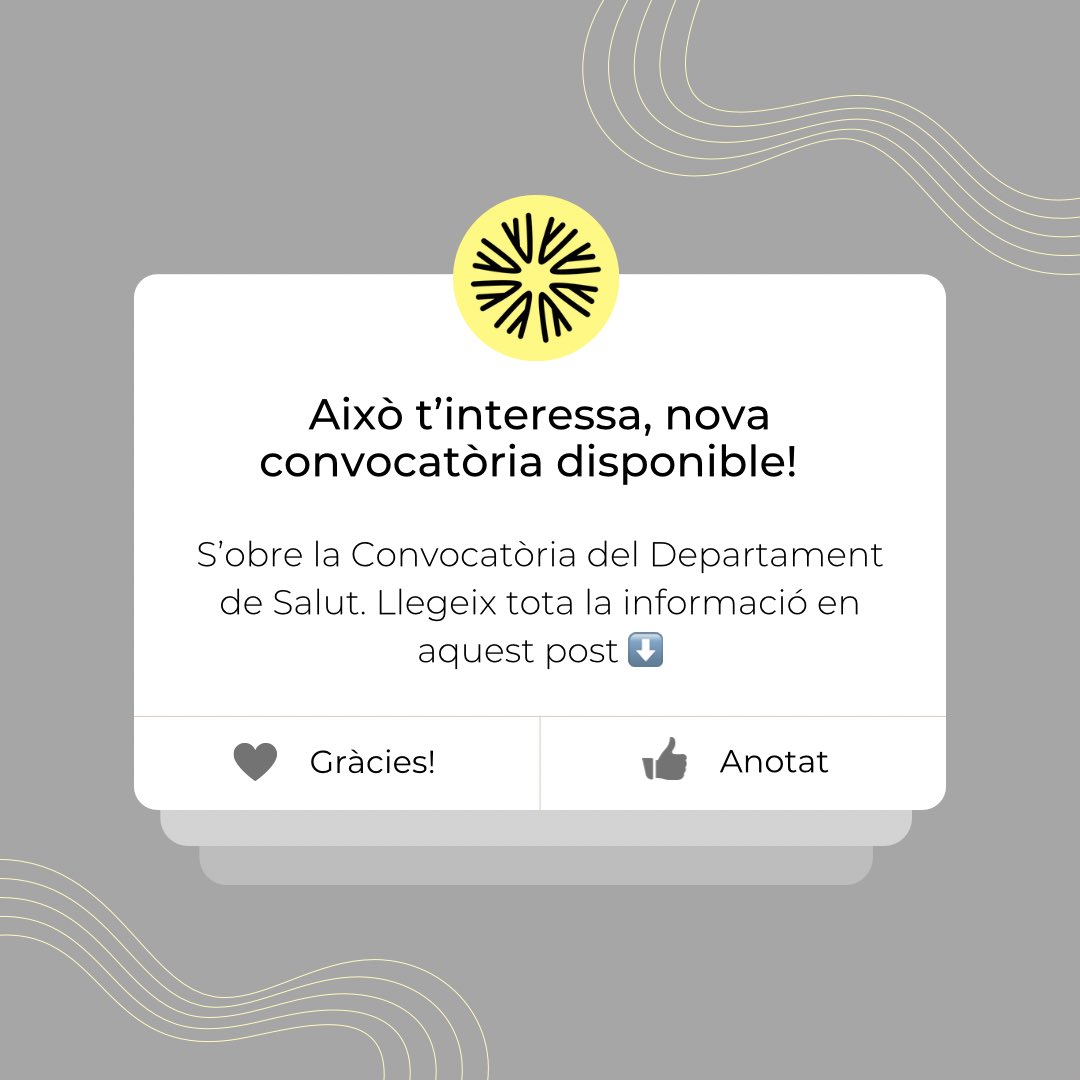 🔈 Oberta la convocatòria de subvencions del Departament de Salut per a 2025!

💙 Per entitats sense ànim de lucre que promoguin la salut.

💸 Dotació: 4M € per a projectes que millorin la salut i el benestar.

📅Fins el 26 de novembre. Sol·licitud a Tràmits Gencat.