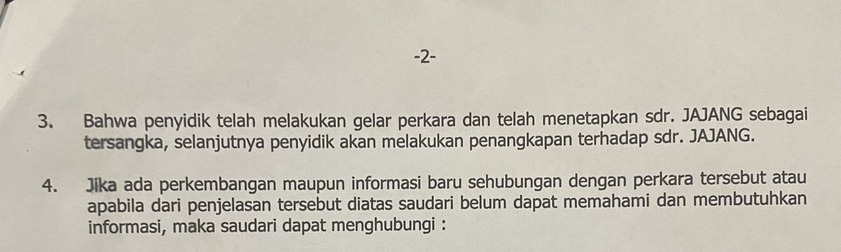 chichiro262842's tweet photo. Kemudian, dalam SP2HP III tertanggal 25 Agustus 2021, Jajang telah ditetapkan sebagai tersangka oleh Polres Jaksel. https://t.co/DQWQyvacTr