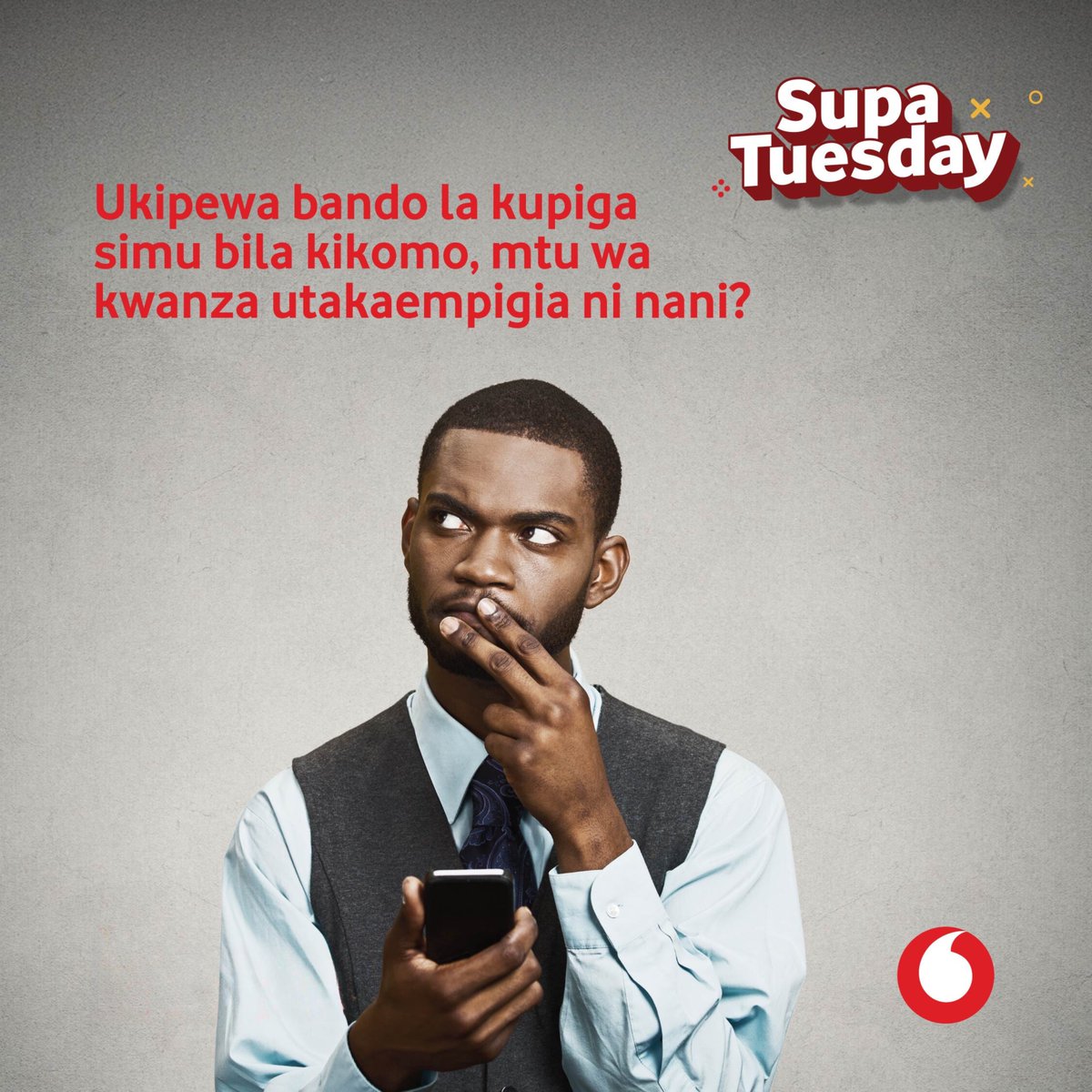 VodacomTanzania's tweet photo. Wangapi tumetamani kuwa na uwezo wa kumpigia mtu yoyote bila kikomo?
Ukipata bando hilo unampigia nani kwanza?
#SupaTuesday
#MtuniConnection
#VYB https://t.co/PUBs83bZfo