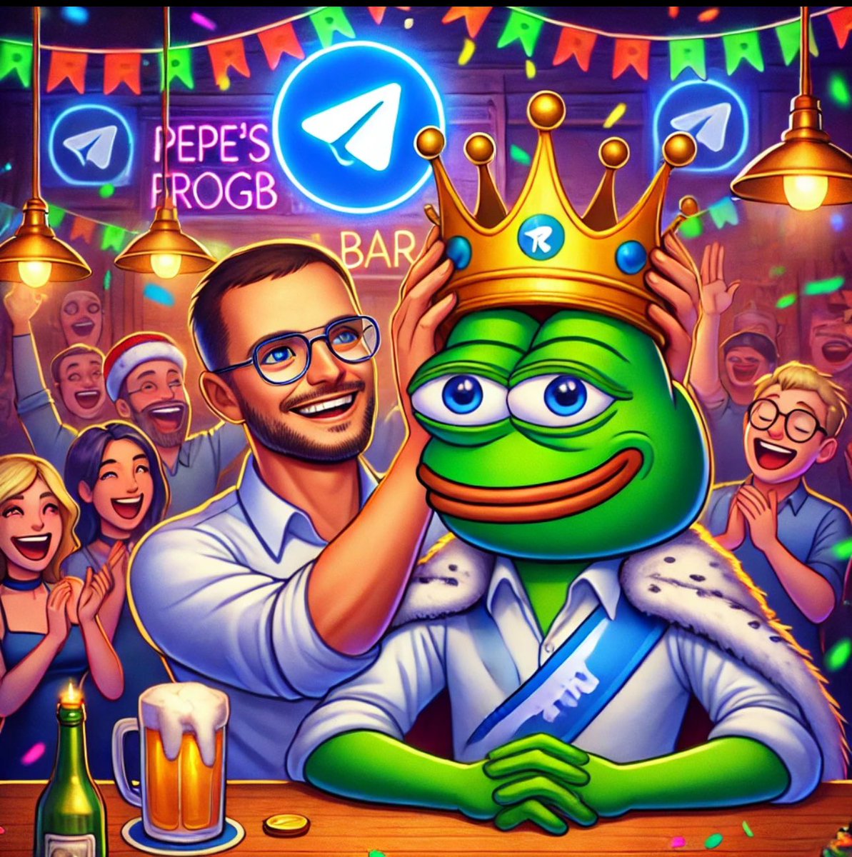 pepefrogbar's tweet photo. Hey @durov , Pepe's FrogBar community has surpassed 4.2 million members! We're eagerly awaiting our blue tick verification on @telegram 

It's time to crown Pepe with a blue tick! 👑🐸 

 #PepeFrogBar #Telegram #BlueTick https://t.co/31VJPyUI0B