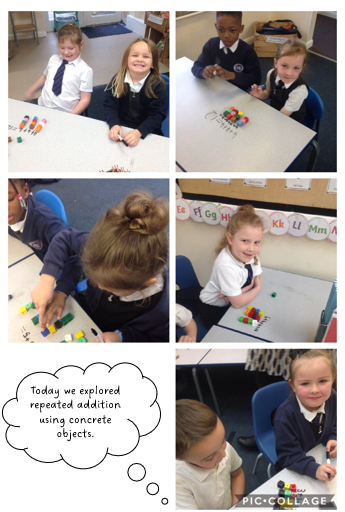 MrsCookYear1's tweet photo. Today in maths we explored repeated addition using concrete objects. We did an amazing job! #TheMillMaths https://t.co/O0v6sAEWHa