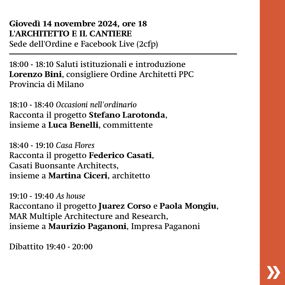 #DifficileRistrutturare. Un nuovo ciclo di tre incontri dedicato all’architettura d’interni, con l’obiettivo di riflettere sulla complessità della pratica di intervenire sull’esistente.
Per iscriversi: ordinearchitetti.mi.it/.../difficile-…