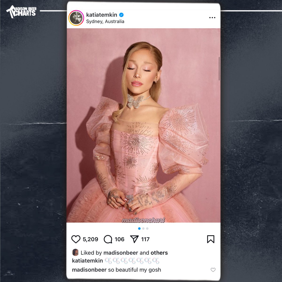 madisonchart's tweet photo. Madison Beer liked and commented on Ariana Grande’s picture via Instagram:

“so beautiful oh my gosh” https://t.co/ator069Rgt
