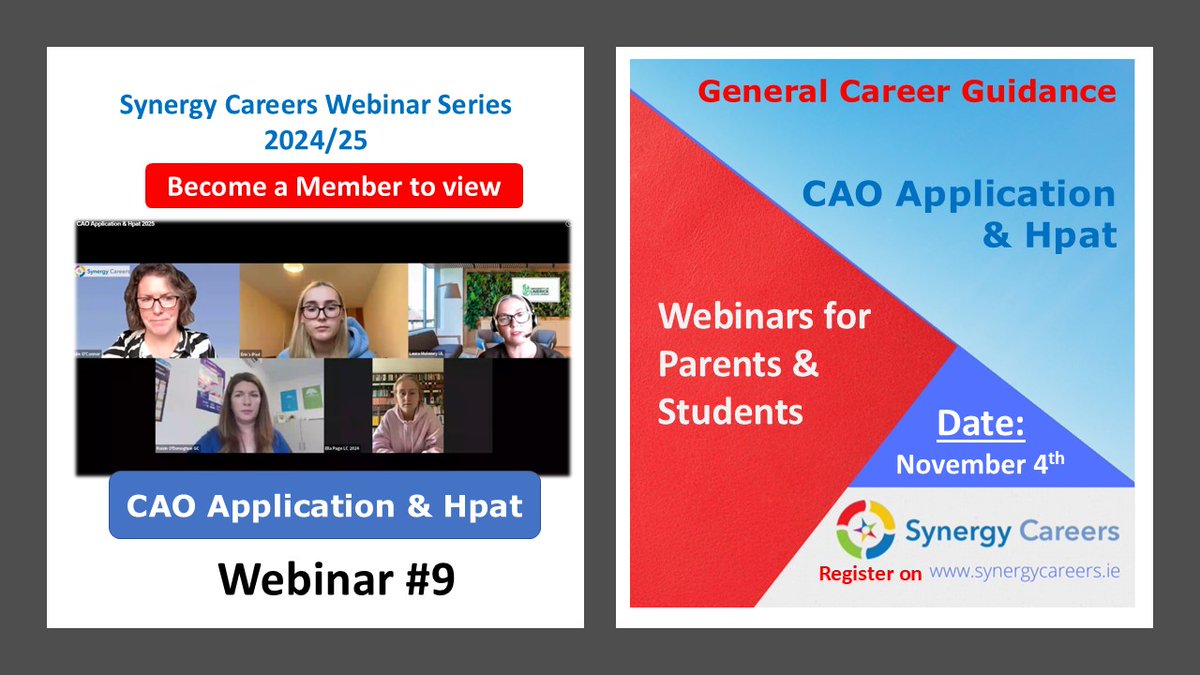 Today CAO 2025 applications will open at midday today, November 5th!
Check out Synergy Careers webinar on CAO Application. Our panelists helped in providing a rounded perspective, outlining the essential tips &amp; pitfalls from a student, guidance and college perspective. 
#cao2025