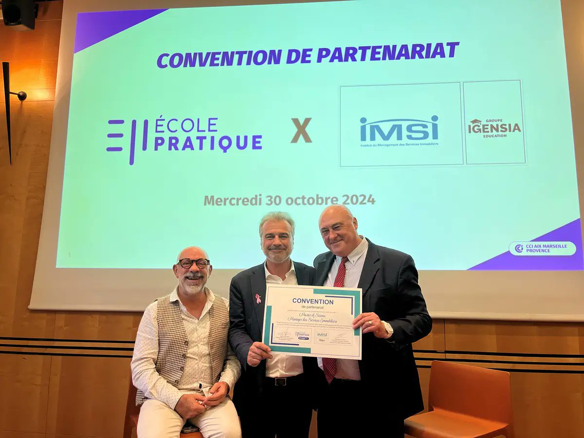 #IMSI - 𝑷𝒂𝒓𝒕𝒆𝒏𝒂𝒓𝒊𝒂𝒕 🤝 L'École Pratique de la CCI Aix-Marseille-Provence s'associe à l’IMSI et au Groupe IGENSIA Education.
ℹ️ En savoir plus >> imsi-ecoles.com/actualites/lec…
#partenariat #immobilier #formation