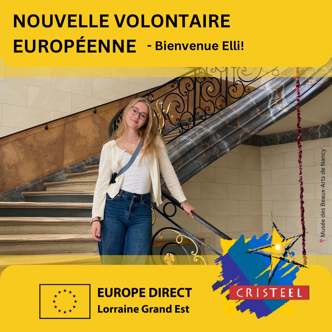 Voici Elli, notre nouvelle volontaire allemande 🇩🇪 !

📰Vous trouverez ici le lien vers son portrait : cristeel.fr/index.php/1014…

🔎Et pour en savoir plus sur le volontariat européen 🇪🇺 et l'accueil de volontaires : tinyurl.com/2f8tyznh